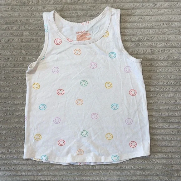Cat & Jack Girls’ Rainbow Smiley Tank Top | Size S (6/7)🙂🌈