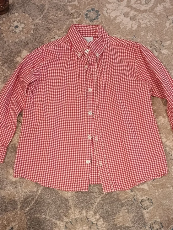 Little English Red and White Gingham Button-Down Shirt