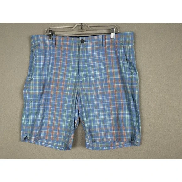 Tommy Bahama On Par La Vida Check Shorts Mens 38 Blue Plaid Chino 9 Inseam