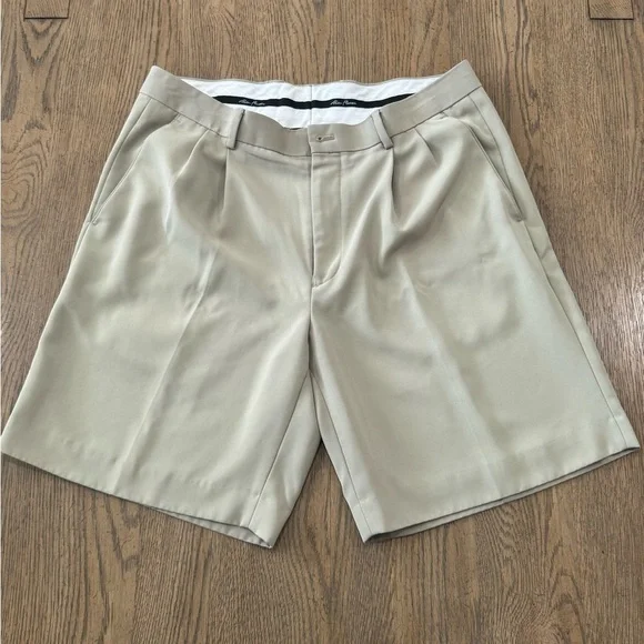 Alan Flusser Golf Light Khaki Flat Front Men's Shorts Size 36 Athletic business