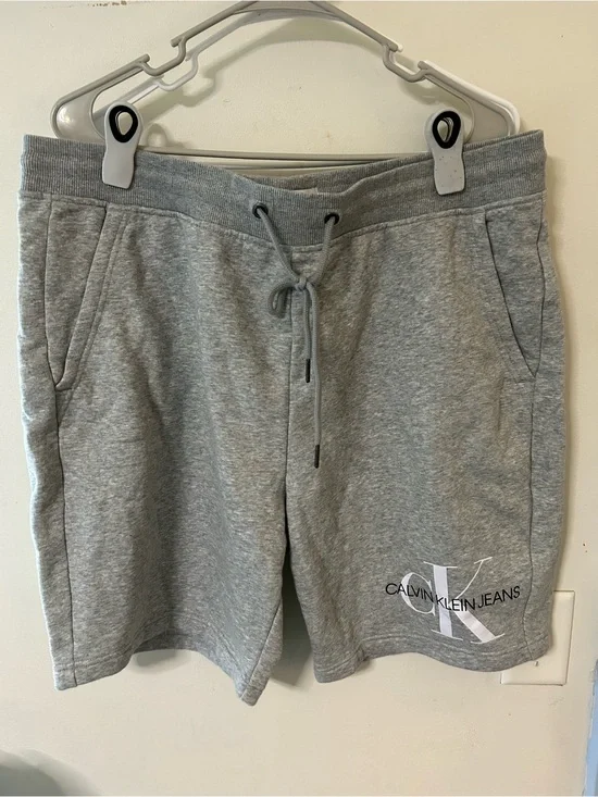 Calvin Klein Jeans Heather Gray Logo Athletic Shorts