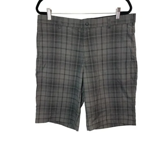 Nike Golf Dri-Fit Tour Performance Gray Plaid Sport Bermuda Shorts Size‎ 36