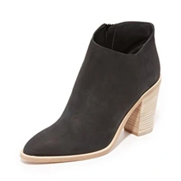Vince. || Easton Heeled Ankle Booties Nubuck Leather Black 39‎ US 9