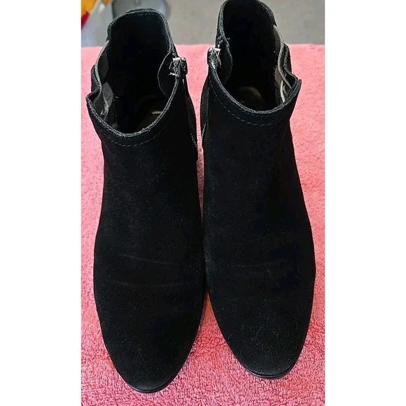 Naughty Monkey Ankle‎ Boot Size 7.5 Black Suede With Brown & Tan