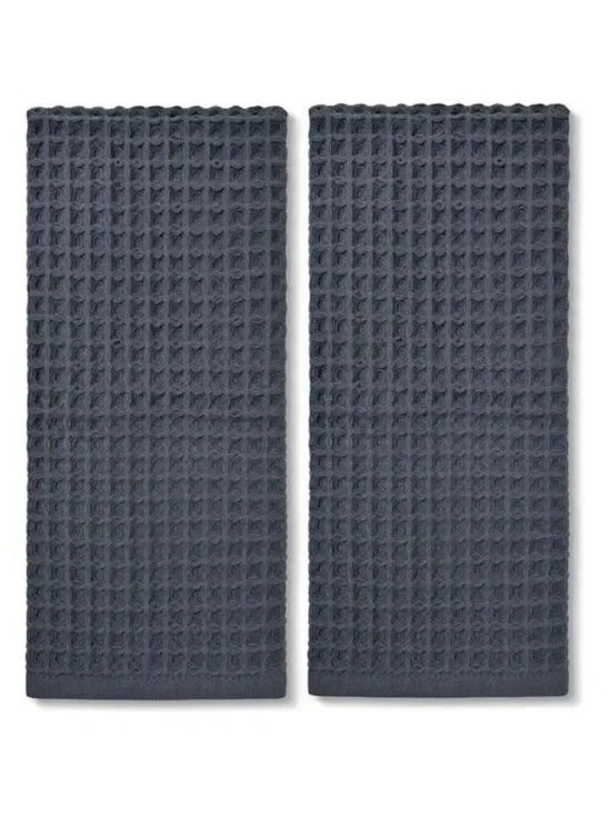 Waffle Hand Towels Set 2 Pack Cotton Quick Dry Lint Free Bathroom Kitchen Face