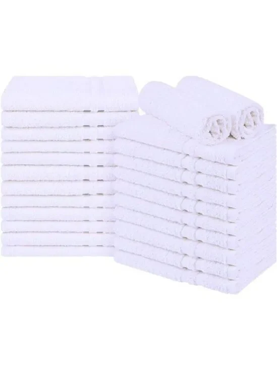 White Cotton Hand Towels 24 Pack Soft Absorbent Quick Dry Bathroom Spa Gym Salon