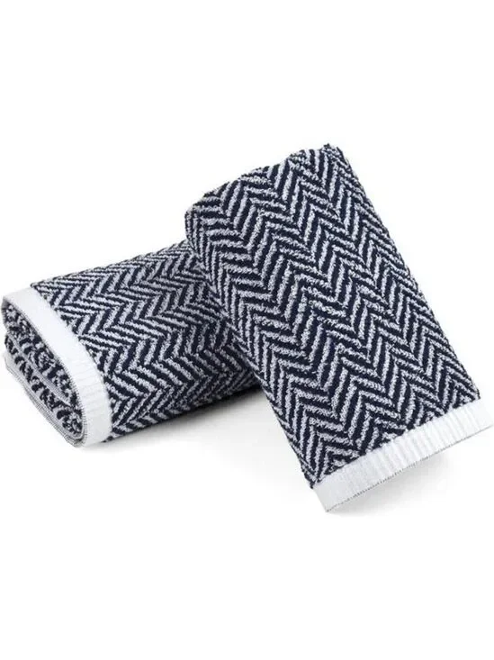 Cotton hand towels set of 2 soft absorbent striped bathroom kitchen guest decor