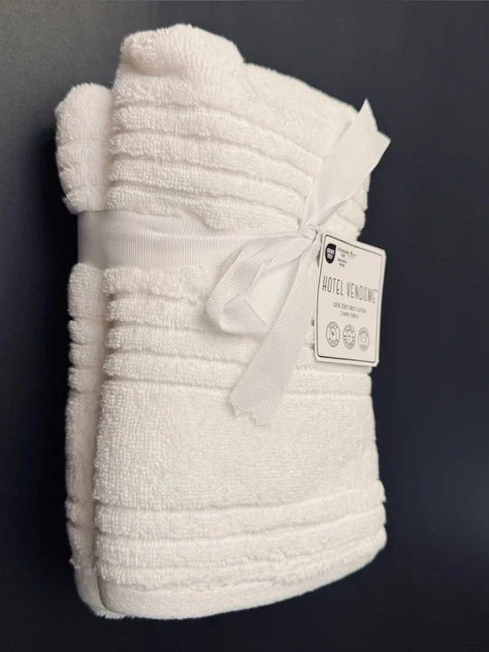 2pc HOTEL VENDOME Premium Plush Zero Twist Cotton Bath Hand Towel Set