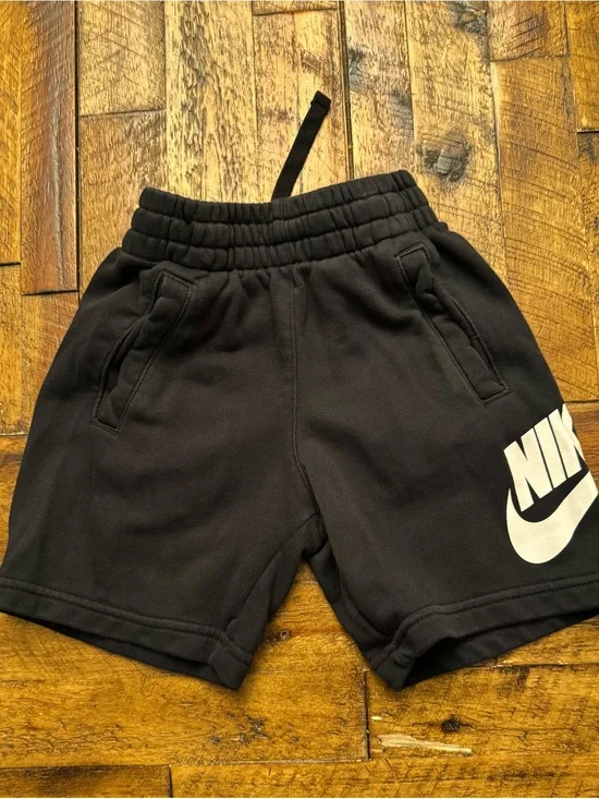 Nike Black Kids Athletic Shorts with White Swoosh