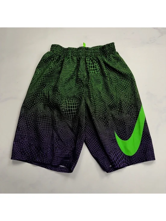 Nike Athletic Shorts Green Black Gradient Swim Trunks - XL Boys