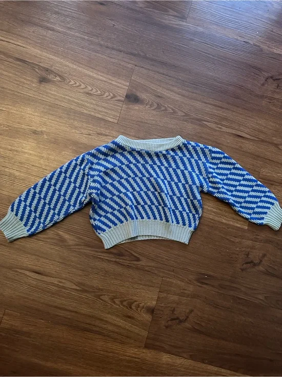 Vintage Patterned Cropped Knit Sweater
