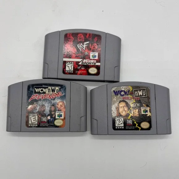 Nintendo 64 Wrestling Game Lot WCW nWo Revenge World Tour WWF Attitude N64 Bundl