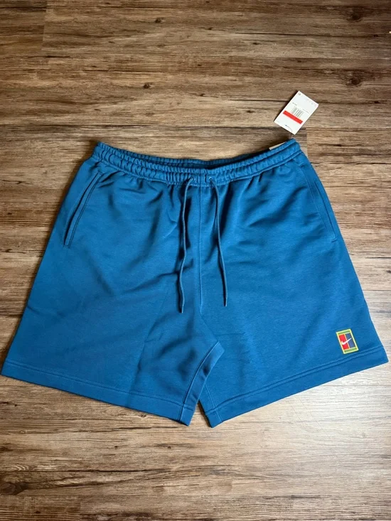 Nike Court Tennis Fleece Shorts Blue $70 NWT Mens Sz L