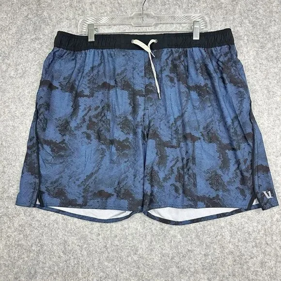 Vuori Trail Shorts Mens XXL Blue Lined Patterned Active Gym Pockets Workout 7
