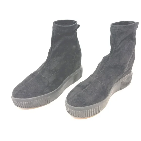 Steve Madden Freshly Womens 9.5M  Black Fabric‎ Hidden Wedge Booties FRES05S1