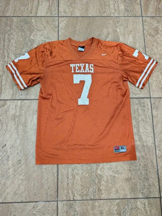 Nike Texas Longhorn #7 Orange and White Football Jersey Youth XL