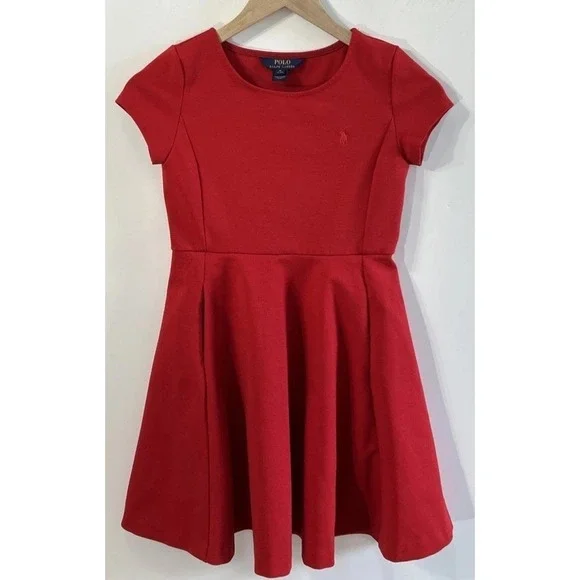 Girls Polo Ralph Lauren fit & flare shortsleeved skater style dress Sz 8-10 Med