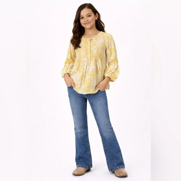Pumpkin Patch Yellow Floral Kids Blouse