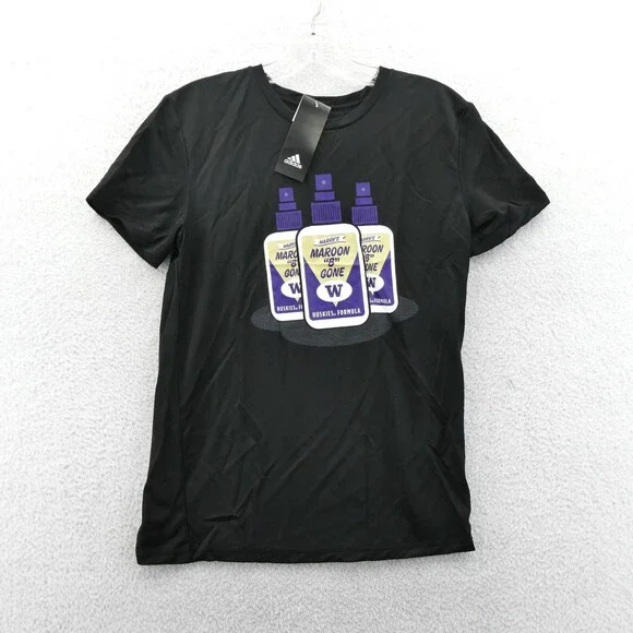 Washington Huskies Boys Large Shirt Black 14/16 Adidas‎ Youth NCAA College New