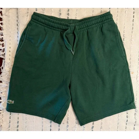 Lacoste Mens Regular Fit Sweat Shorts Green Fleece Drawstring Logo GH9627 US M