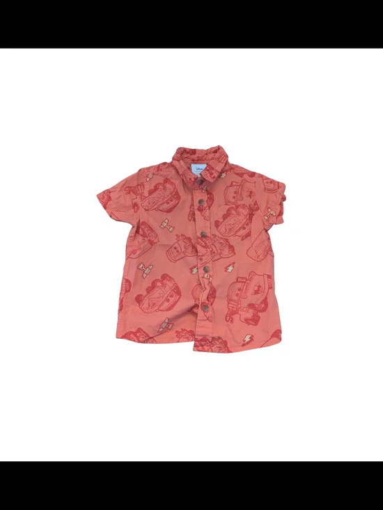EUC Disney Jumping Beans Baby Boy 18 Month Cars Lightning McQueen Button Shirt