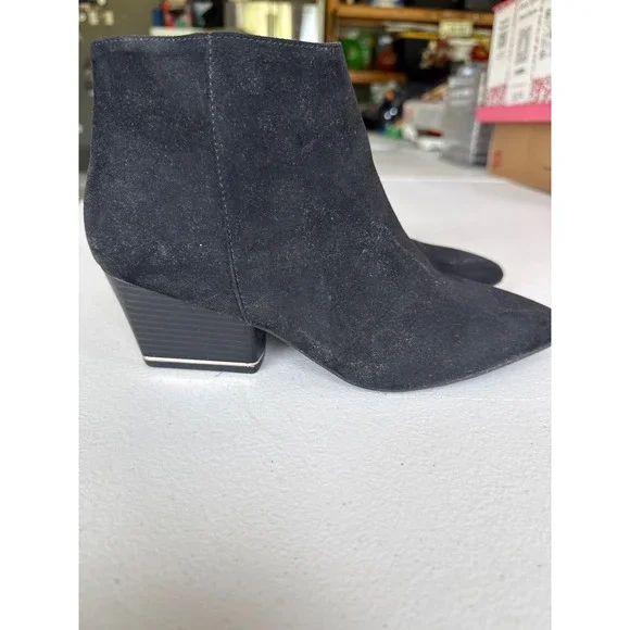 Alfani Step N Flex Armenaf Black Faux Suede Pointed Toe Ankle Boots 8M F43777‎