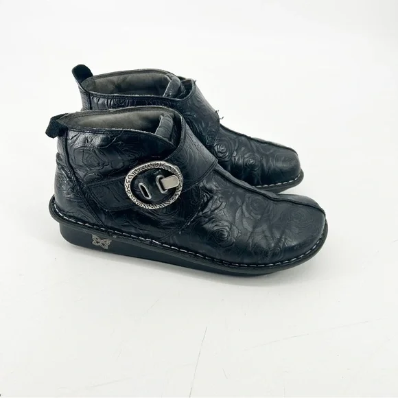 Alegria Caiti‎ Tooled Leather Ankle Boots Buckle Comfort Basic Casual Size 38