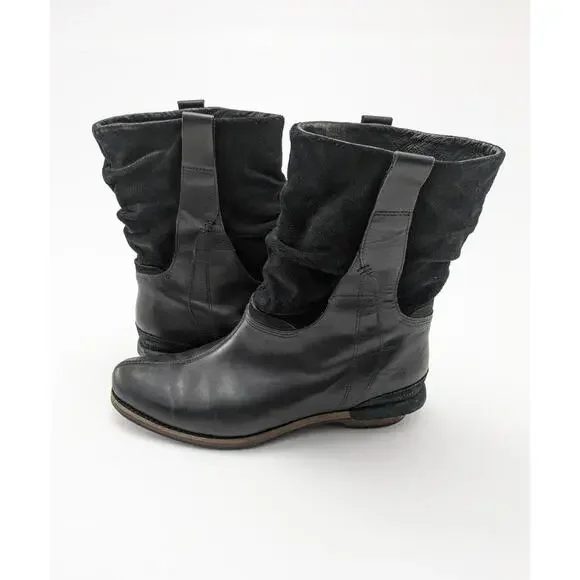 Womens Patagonia Addie Ruffle Slouch Black Leather Outdoor Boots‎ T10818 Size 8