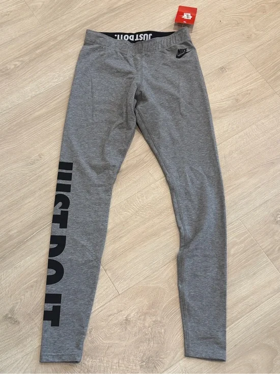 Nike Leg-A-See Just Do It leggings in a heather gray color