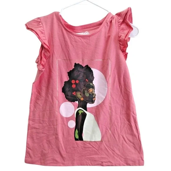Target Black History‎ Month Kids Ruffle Sleeve Graphic Tee Size XL 14 16 Pink