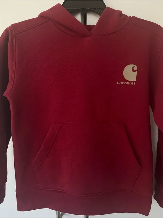 Carhartt Boys Graphic Hooded Sweatshirt-Size S(8-10)- Burgundy/yellow