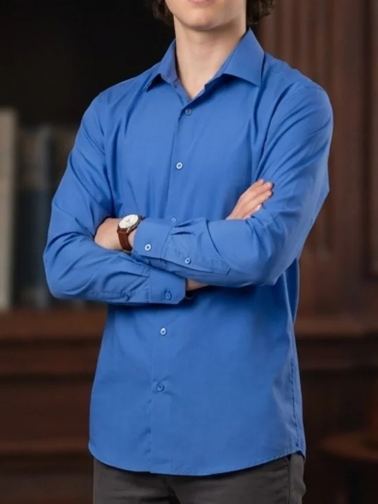 Proper Boys Classic Formal Blue Long Sleeve Button Up Shirt 18