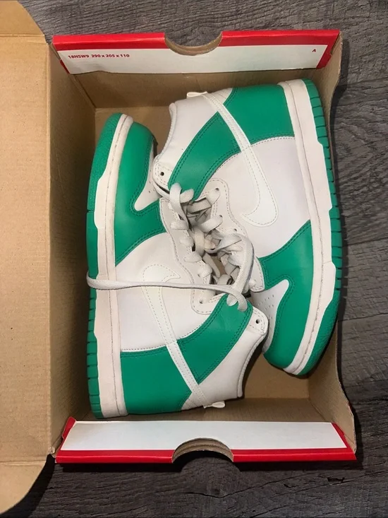 Nike Kids High-Top Sneakers in White and Green