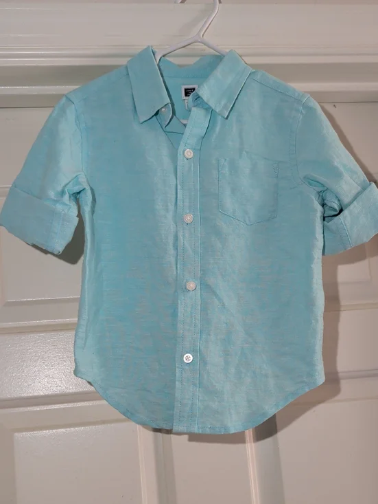 Janie and Jack Teal-Blue Short Sleeve Button-Up Shirt