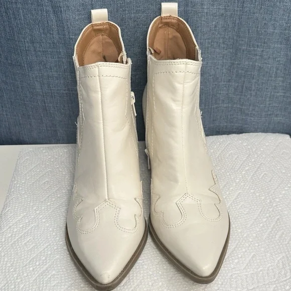 Indigo White Ankle Booties‎ with Textured Design