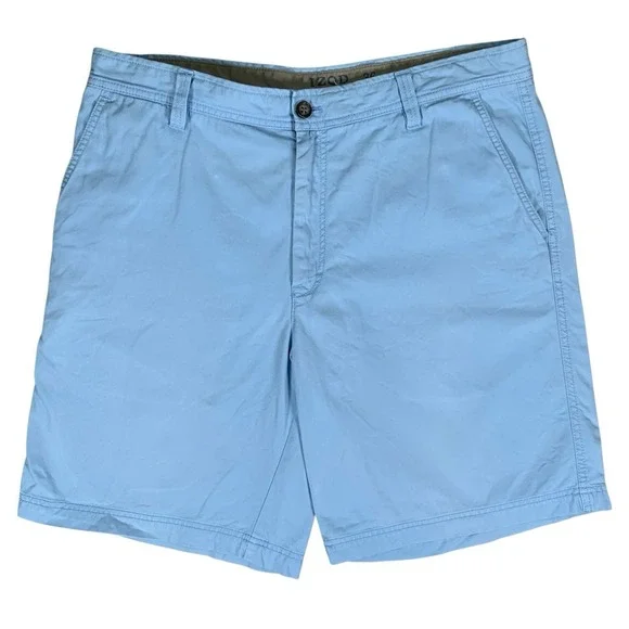 Izod Saltwater Shorts Mens Size 36 Cotton Flat Front Blue