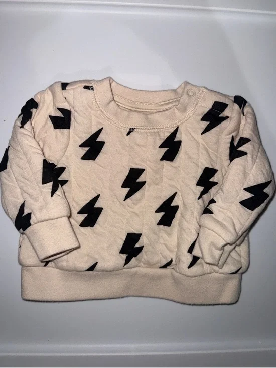 Cat & Jack Cream Sweatshirt with Black Lightning Bolts