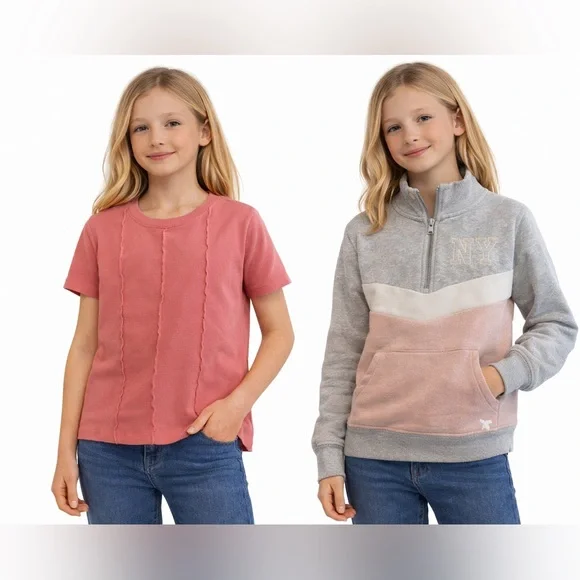 H&M Gray and Pink Kids Sweatshirt and Tee Set