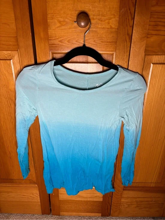 Justice Aqua Ombre Long Sleeve Tee Top
