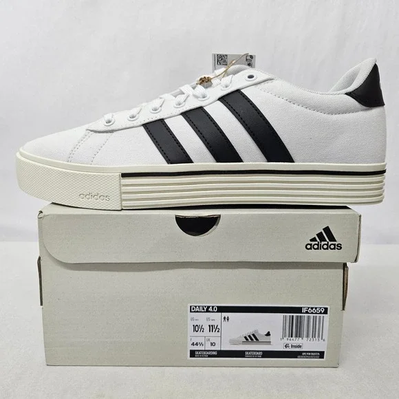 Adidas Daily 4.0 Skateboarding Shoe IF6659 White Black Off White Women Size 10.5