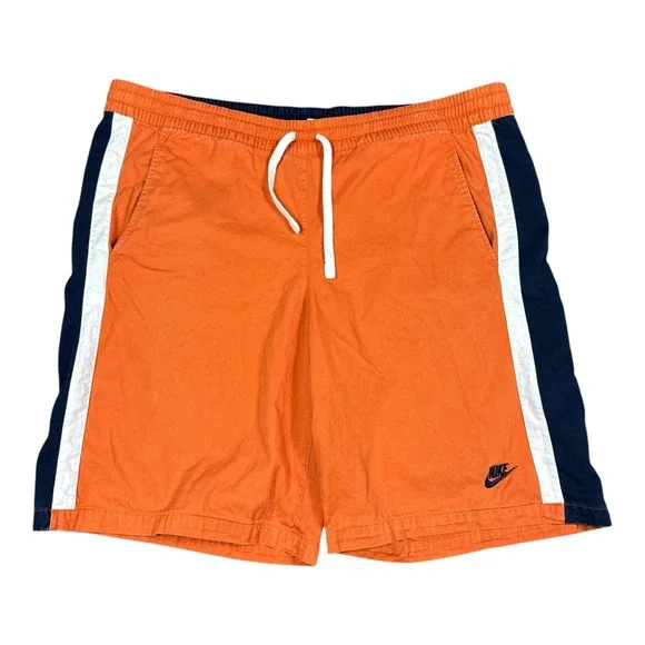 Vintage Y2K 2000s Nike Orange/White/Navy Shorts Men's XL Adjustable Waist