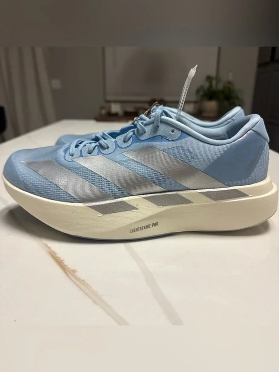 Adidas Women's Adizero Evo SL 'Glow Blue Silver Metallic' JS4453 size 9.5