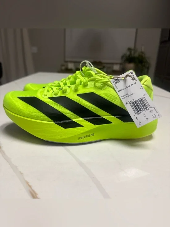 New Adidas Adizero Evo SL Running Shoes Lucid Lemon Black Womens Size 5.5 JR5839