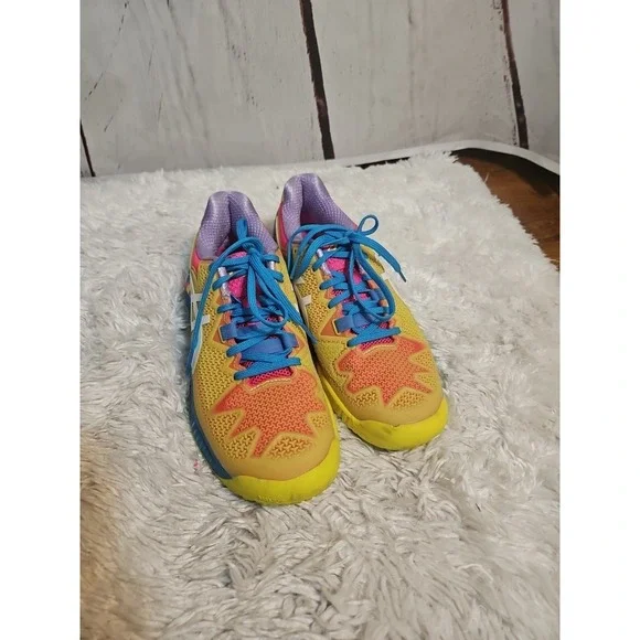 Asics Women's Yellow‎ Pink Blue Atheletic SHOES Size 6.5