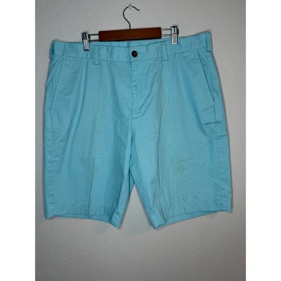 Brooks Brothers 346 Mens Light Blue Cotton Chino Shorts Size 36 Flat Front