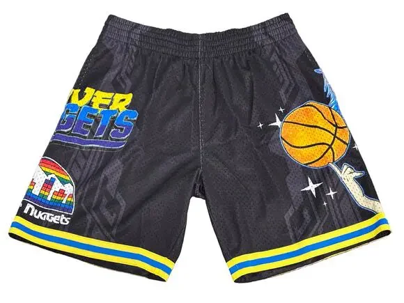 Denver Nuggets Mitchell & Ness NBA HWC Black Short Anime Mens Large L NWOT New