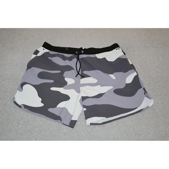 Greyson Lined Gym Shorts Stretch Mens 2XL Gray Camo Gym Workout 6.5 Inseam