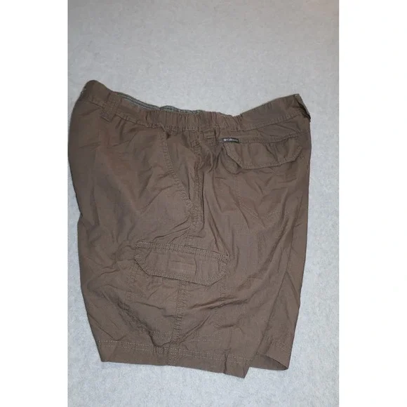 Columbia Cargo Shorts Men 38 Brown Cotton Elastic Waist Outdoor Casual 8