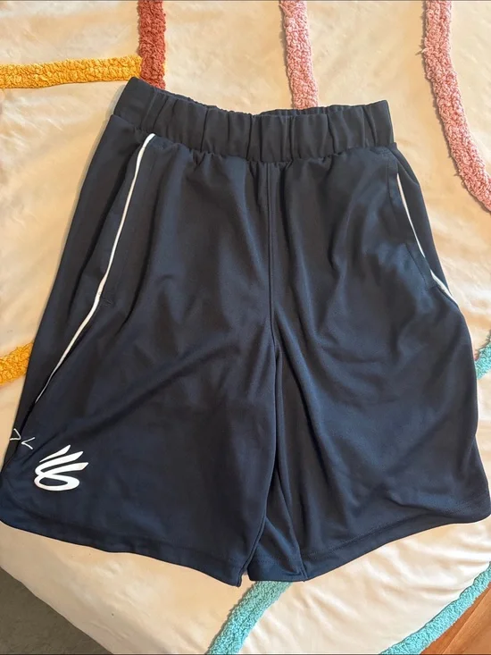 Under Armour Black Athletic Shorts with White Trim