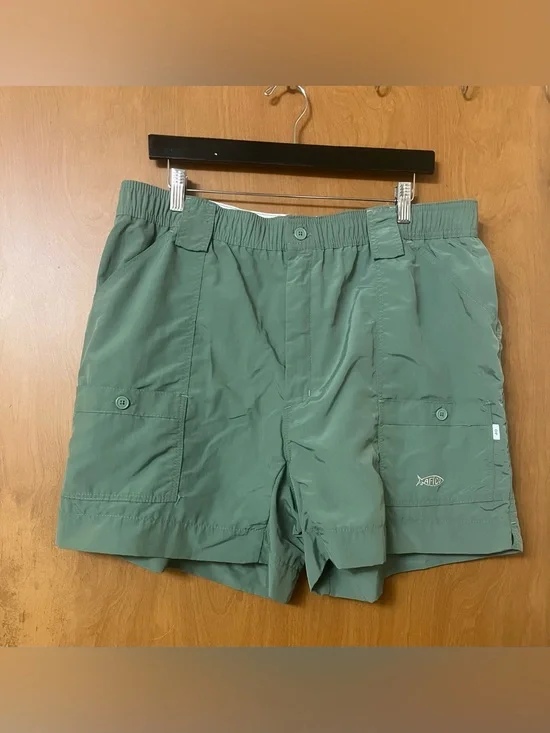 AFTCO Men's Olive Green Fishing Outdoor Nylon Cargo Utility Shorts Size 40 Vtg
